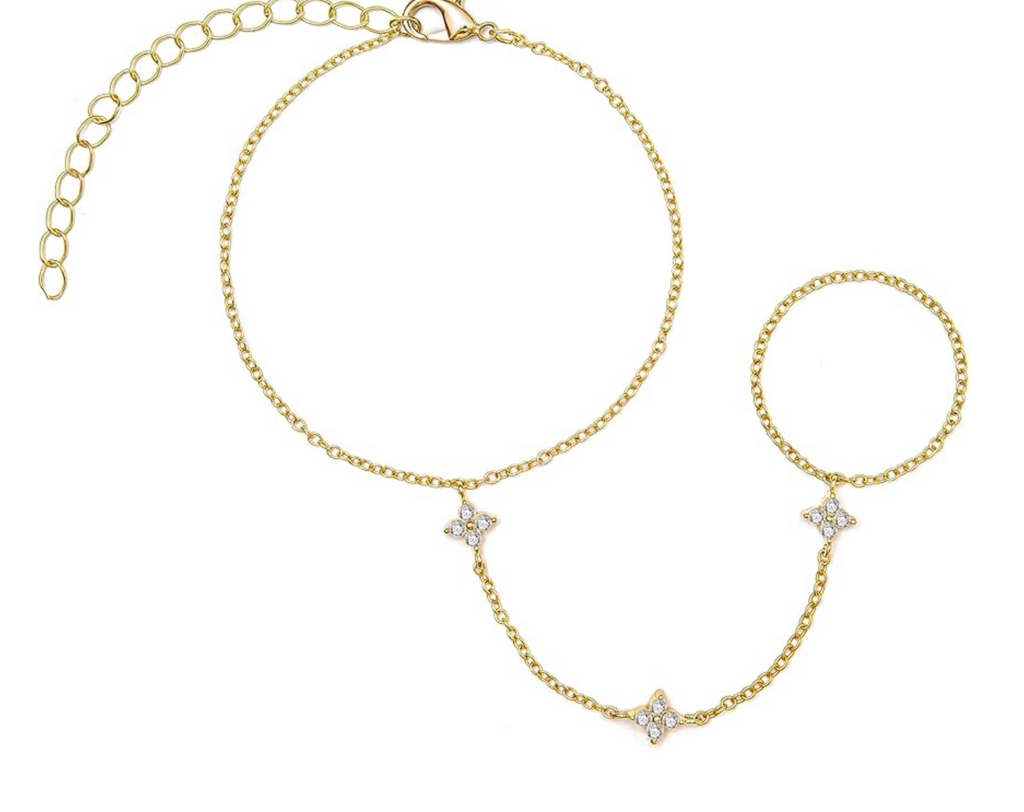 Pave Clover Hand Chain