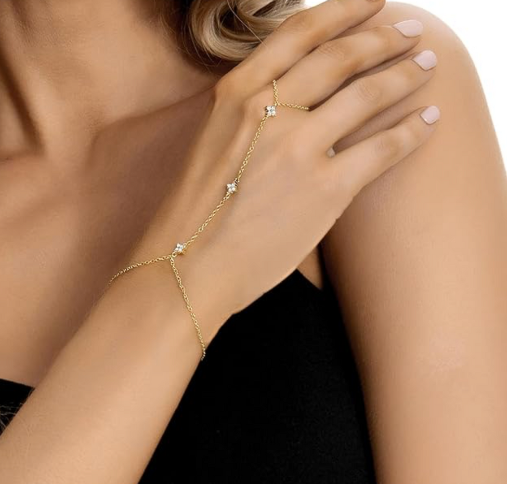 Pave Clover Hand Chain