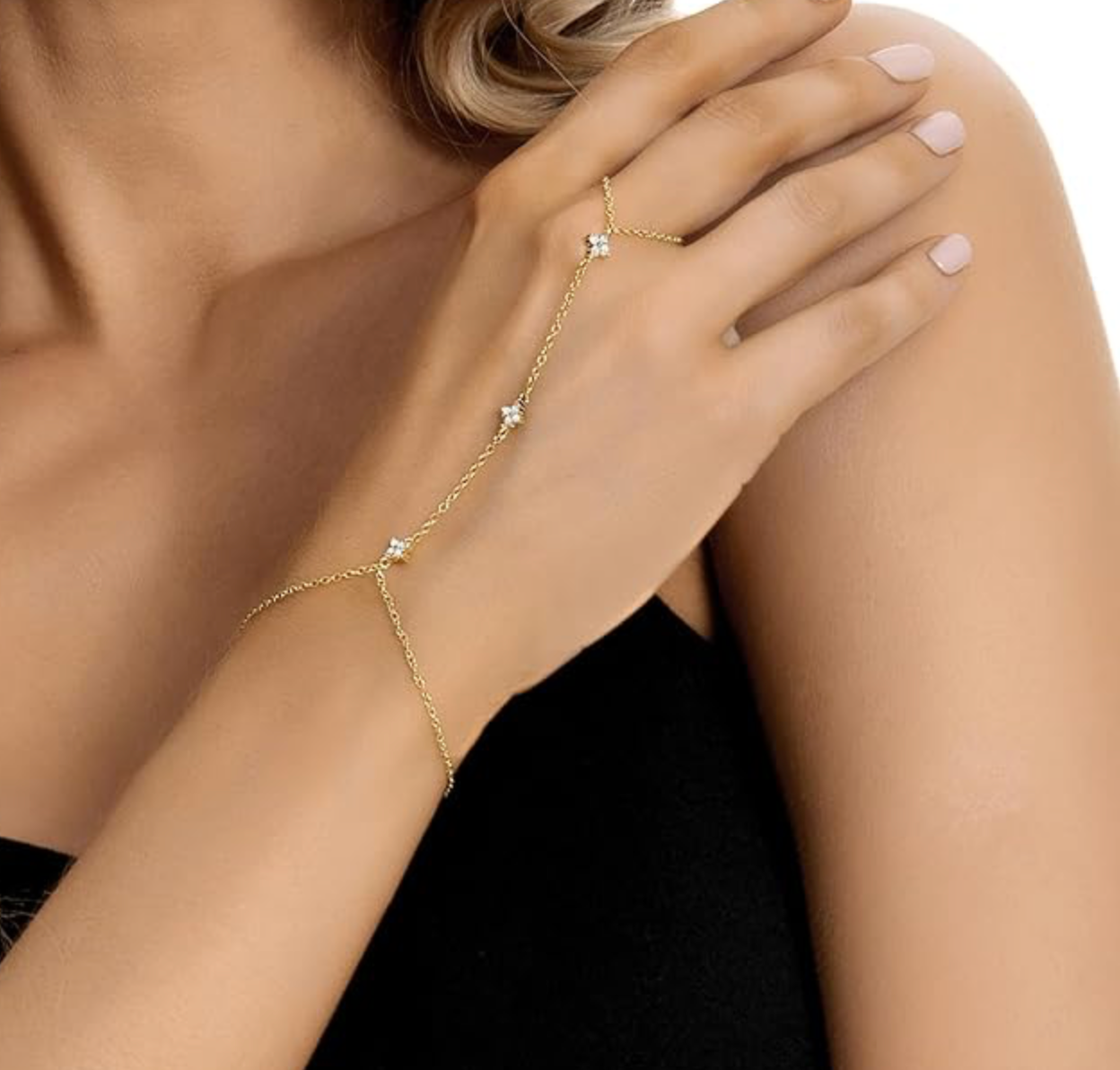 Pave Clover Hand Chain